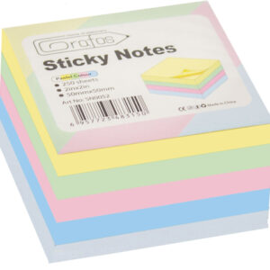 Самозалепващи листчета - кубче 50/50 мм. пастел, 250 листа