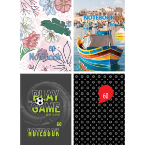 Тетрадка A4, широки редове, меки корици, 60 листа, офсет