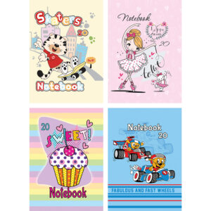 Тетрадка A5 тесни и широки редове, меки корици, 20 листа, офсет