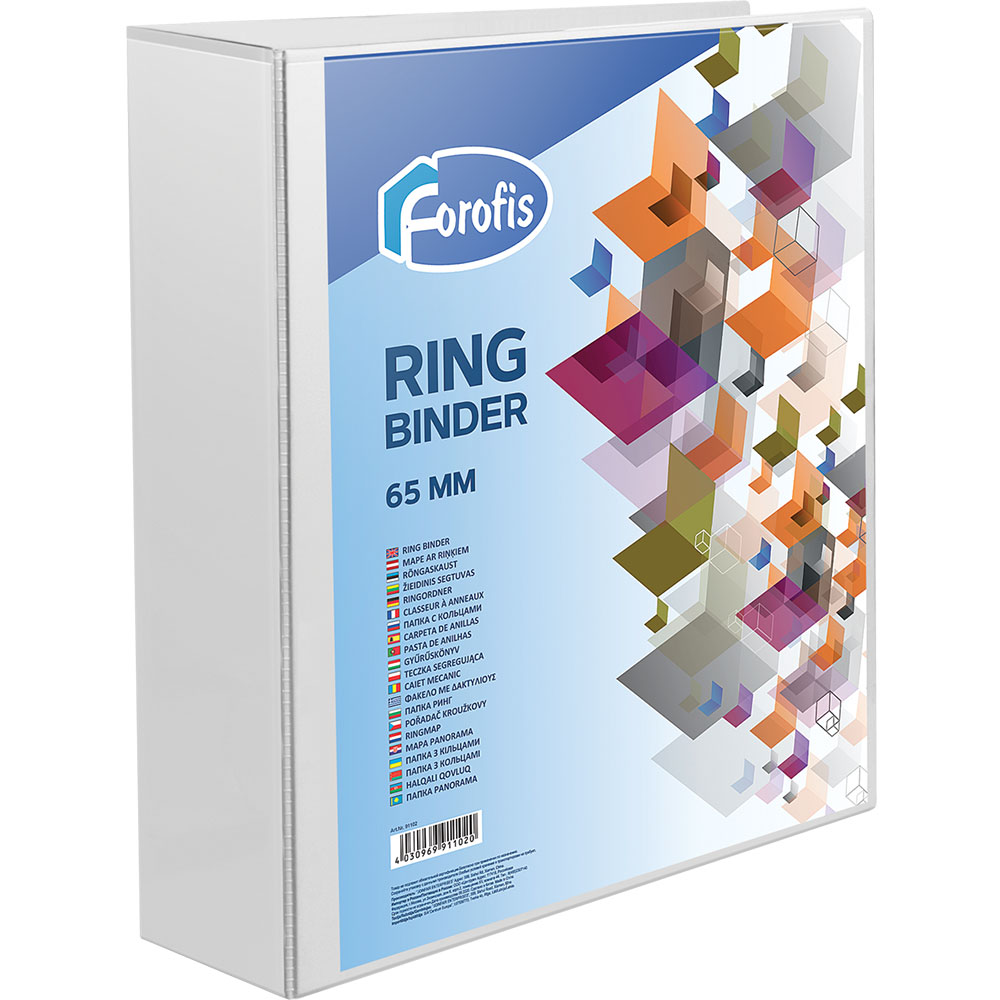 Папка 4D ринг 60 мм. Forofis A4 - 9 см. джоб бял - Image 1