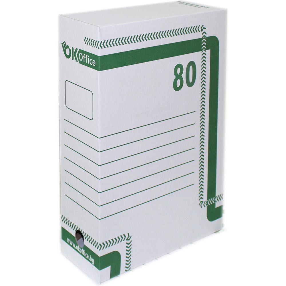 Архивна кутия картонена OK Office 35/25/8,10,15 бяла - Image 1