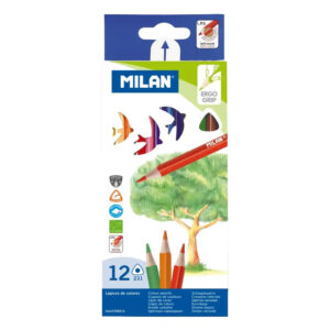 Цветни моливи MILAN 12 цветни, дълги, триъгълни