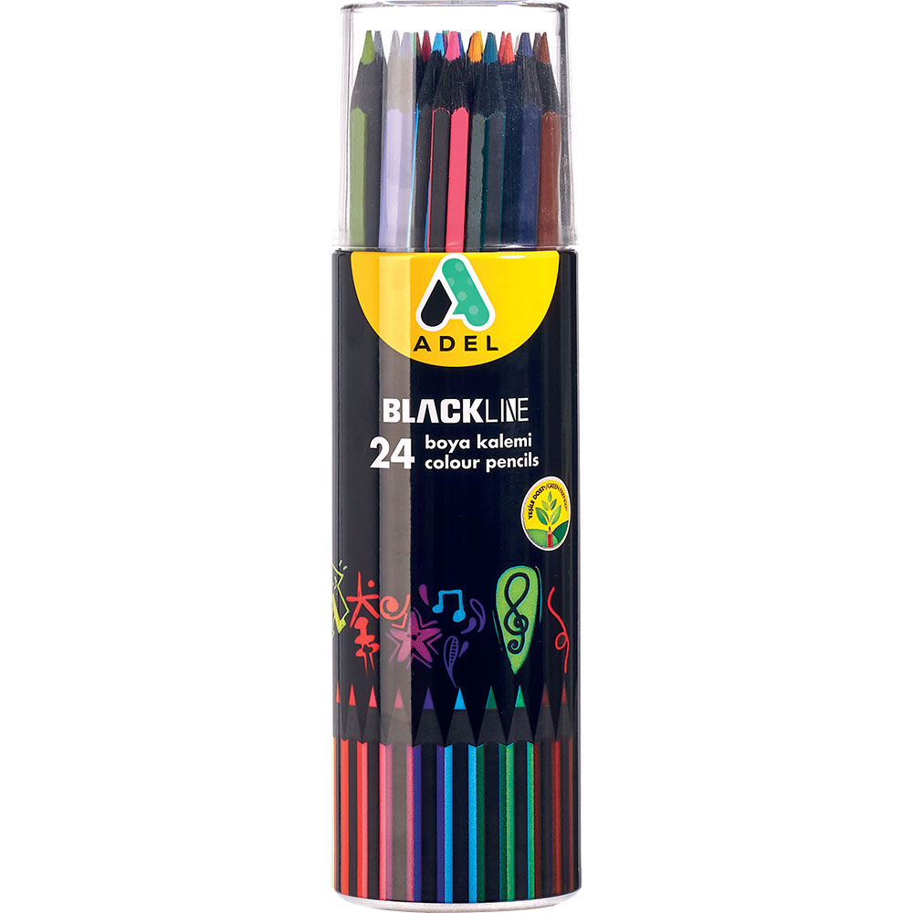 Цветни моливи Adel Blackline 24 цвята тубус - Image 1