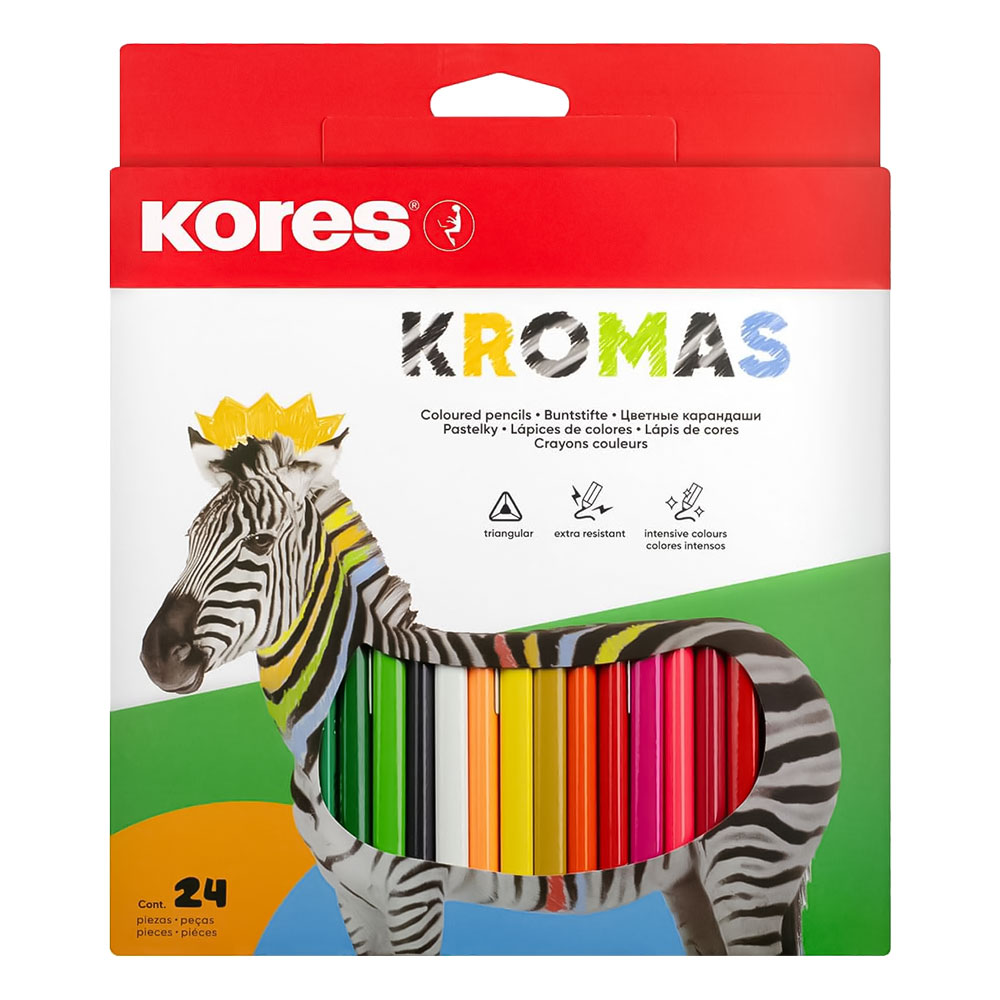 Цветни моливи Kores Kromas 12/24 цвята дълги - Image 1