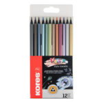 Цветни моливи Kores Metallic 12 цвята дълги