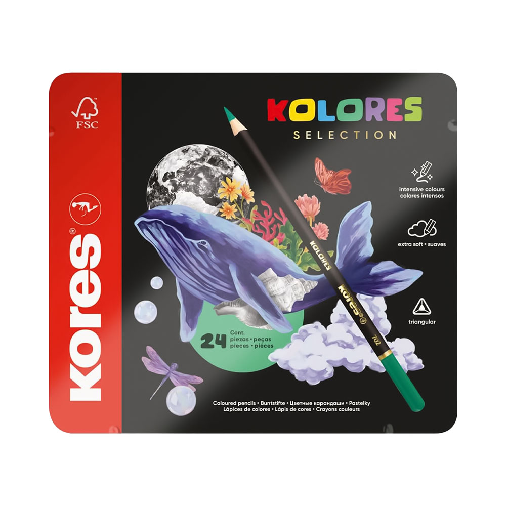 Цветни моливи Kores 24/50/72 цвята метална кутия - Image 1