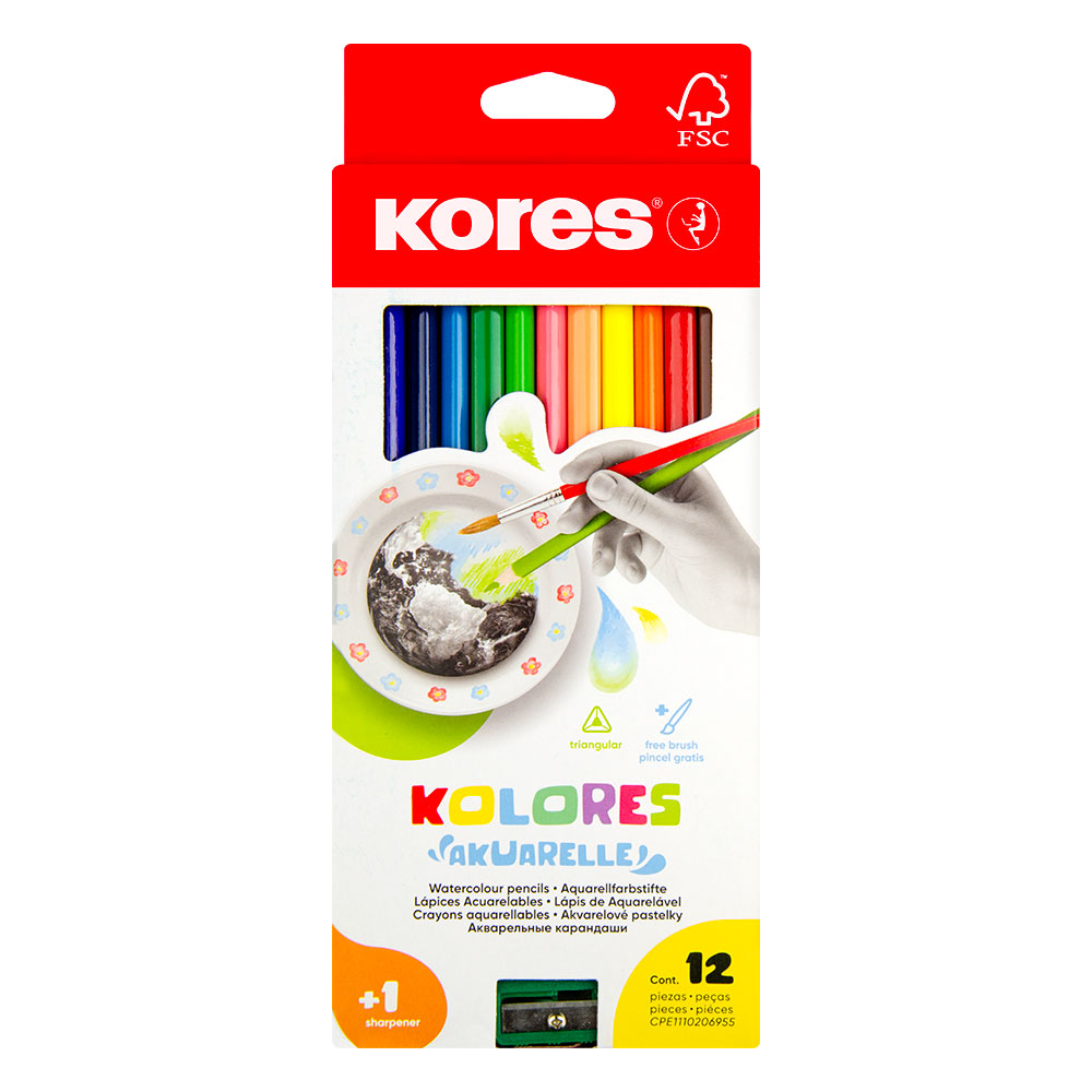 Акварелни цветни моливи Kores 12 цвята - Image 1
