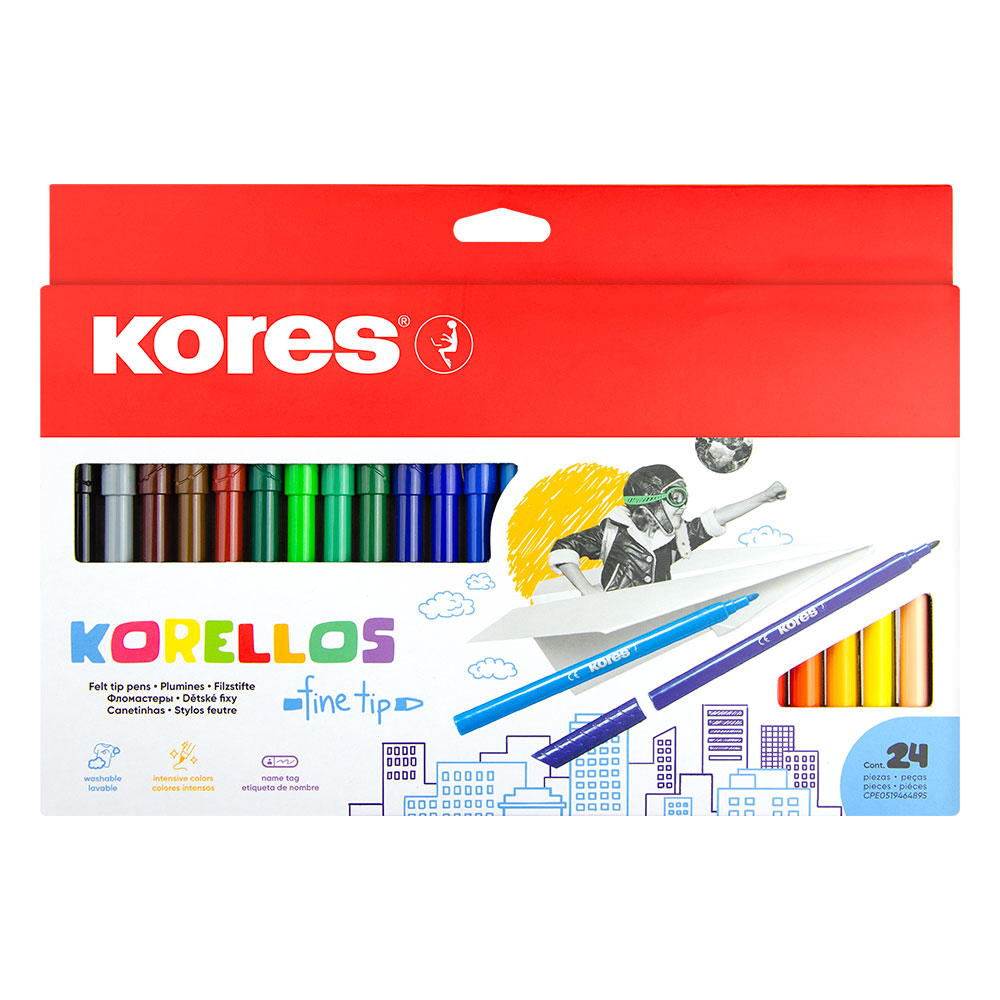 Флумастери Kores Korellos Fine 12/24 цвята - Image 1