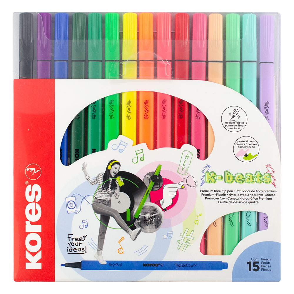 Флумастери Kores K-Beats 15 цвята - Image 1
