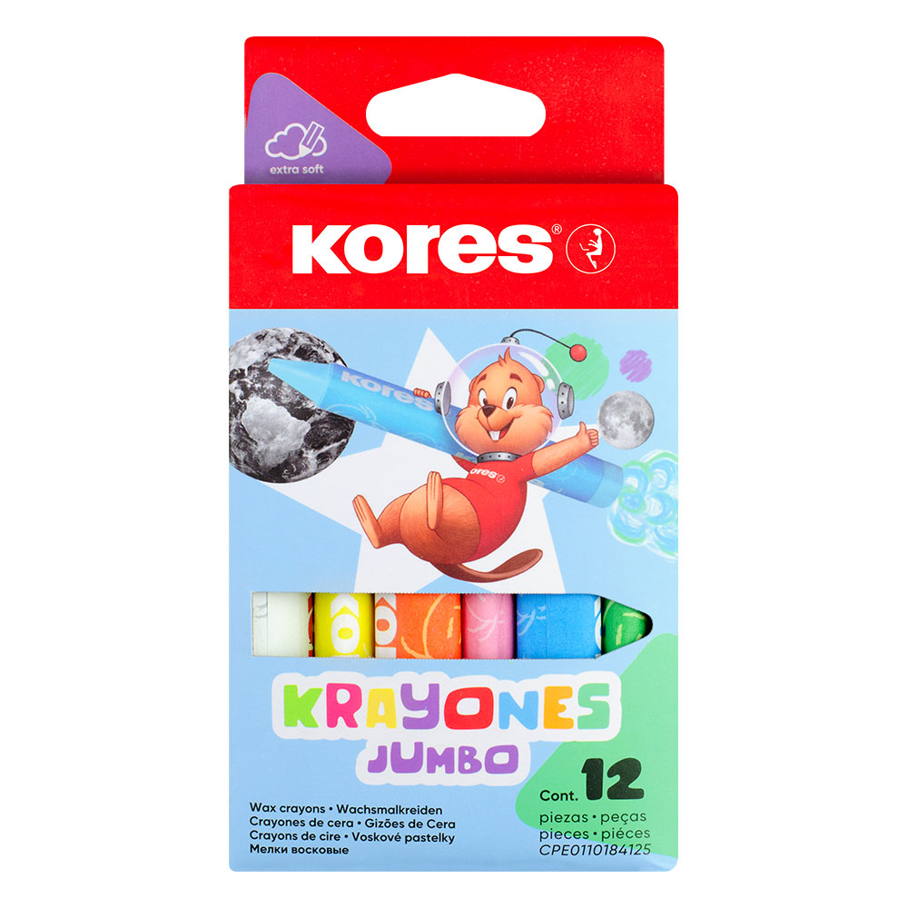 Восъчни пастели Kores Jumbo 12 цветни триъгълни - Image 1