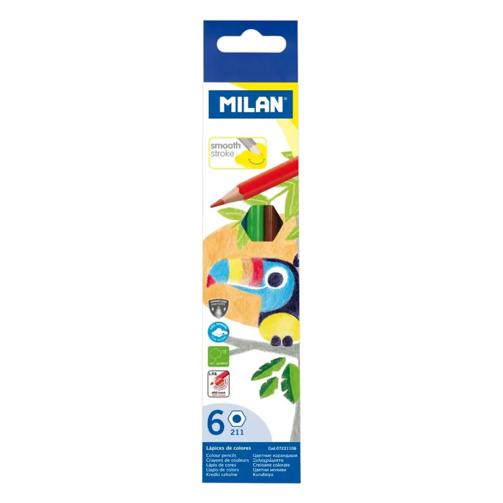 Цветни моливи MILAN TOUCAN 6 цвята дълг - Image 1
