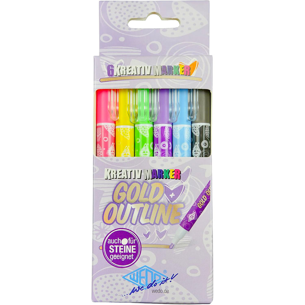 Маркери Outlin Gold Wedo 1-2 мм. 6 цвята - Image 1