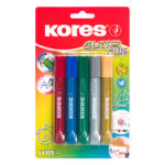 Течно лепило Kores Glitter Pastel - 5 броя, неон/пастел